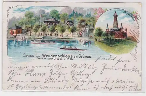 94073 Ak Lithographie Salutation du château tournant chez Grünau 1903