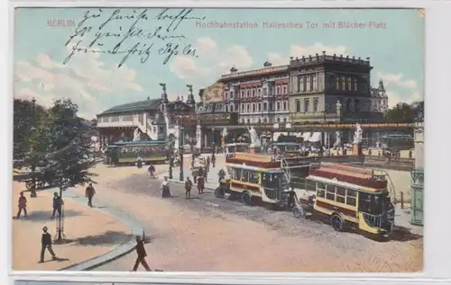 94104 AK Berlin - Gare de la haute gare de Hallesche avec la place Blücher 1910