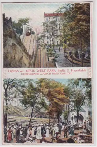 94622 AK Berlin - Gruss de Neue Welt Park Bergbahn 'Visite montagne et vallée' 1910