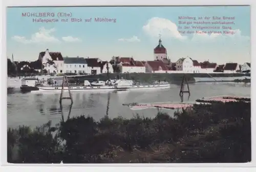 71625 Ak Mühlberg (Elbe) Partie du port donnant sur Mül Berg 1912