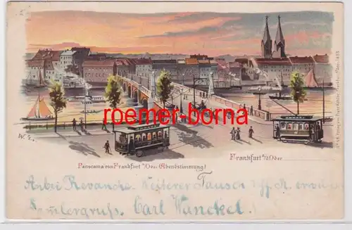 81656 Ak Lithographie Panorama de Francfort sur l'Outre l 'ambiance de soirée vers 1900