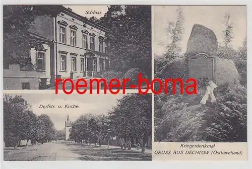 82917 Multi-image Ak Salutation de Dechtow Osthavelland Monument aux Guerriers, etc. vers 1930