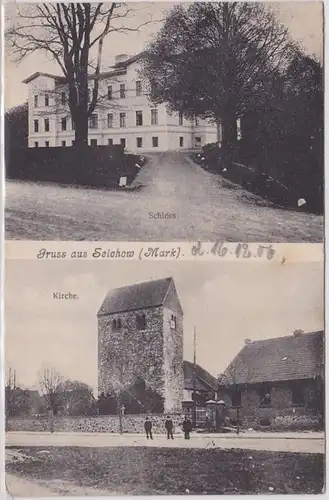 93115 Mehrbild Ak Gruß aus Selchow (Mark) Schloss, Kirche 1908