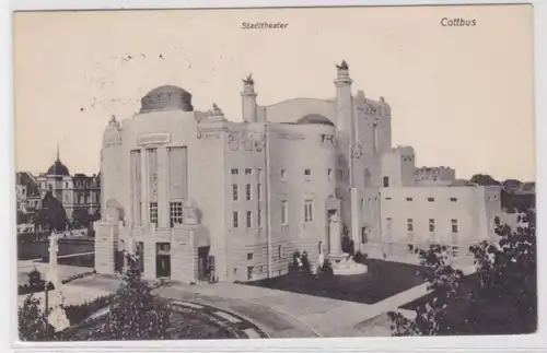 96322 Ak Cottbus - Vue sur le théâtre de la ville 1909