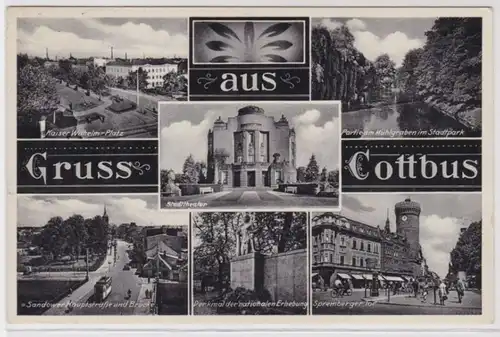 98422 Multi-image Ak Gruss de Cottbus - Théâtre de la ville, monument, parc de ville etc. 1938