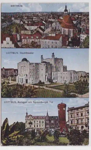 98424 Multi-image Ak Cottbus Théâtre municipal, Tour de Spremberg, etc. 1919