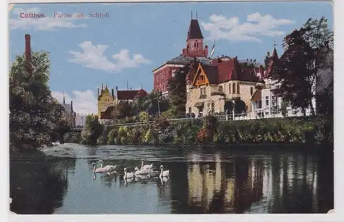 99037 Feldpost Ak Cottbus Partie am Schloss 1918