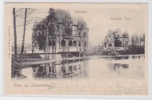 99815 Ak salutation de Liebenwerda Kreishaus, villa paysager 1904