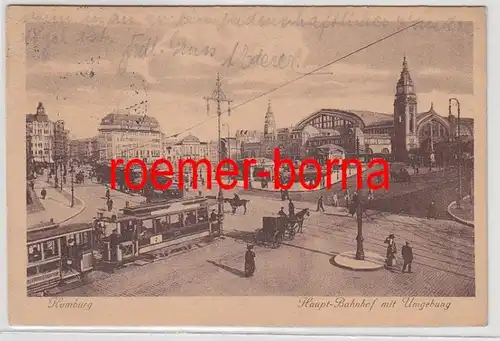 82352 Ak Hambourg gare centrale avec environs vers 1930