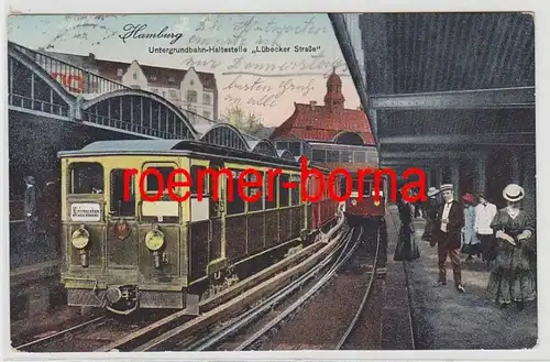 83327 Ak Hamburg Untergrundbahn Haltestelle 'Lübecker Strasse' 1913