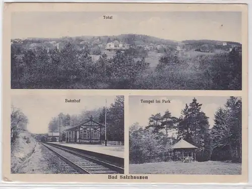 72858 Multi-image AK Bad Salzhausen - Total, Gare, Temple dans le parc vers 1930