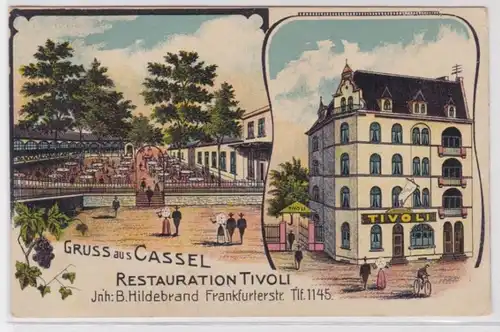 72431 Ak Lithographie Gruss aus Cassel Restauration Tivoli um 1920