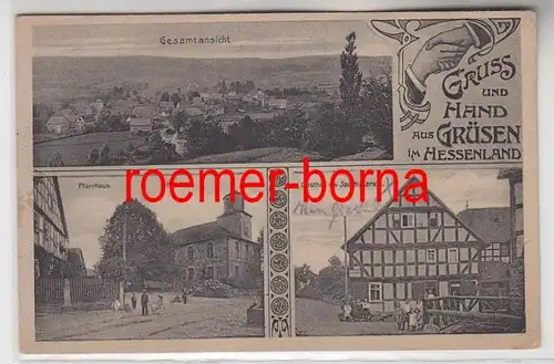 83400 Mehrbild Ak Gruss und Hand aus Grüsen im Hessenland 1918