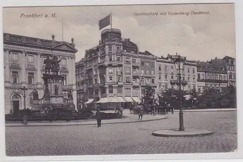 87715 Feldpost Ak Frankfurt a.M. Goetheplatz mit Gutenberg Monument 1915