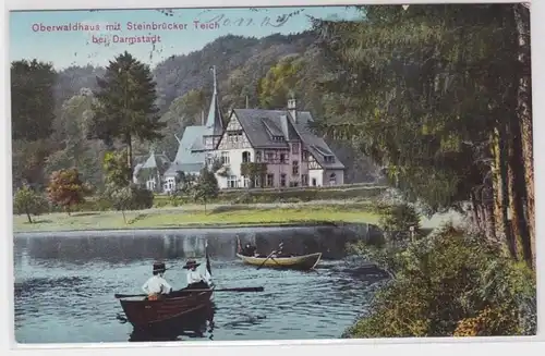 88623 Ak Oberwaldhaus avec étang de pont de pierre près de Darmstadt 1917
