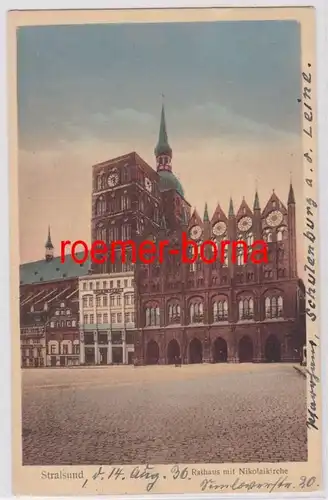 81991 Ak Stralsund Hôtel de ville avec l'église de Nikolaïk 1930