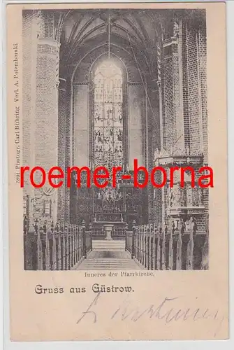 82480 Ak Gruß aus Güstrow Inneres der Pfarrkirche um 1900