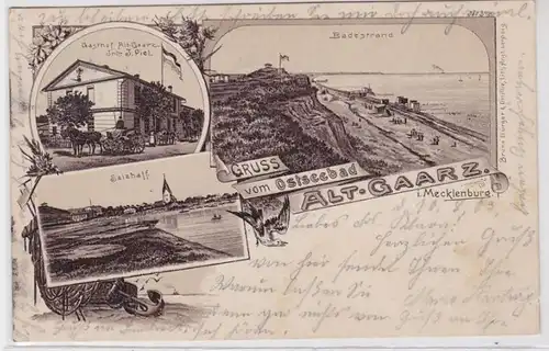88234 Ak Lithographie Salutation du bain de mer Baltique Alt-Garz Mecklembourg 1903