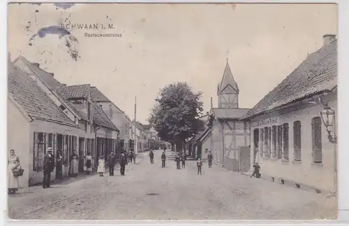 91593 Ak Schwaan in Mecklembourg Rostockerstrasse 1913
