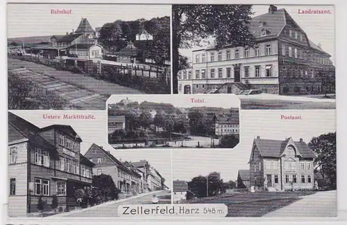 29082 Multi-image Ak Zellerfeld Harz Gare, bureau de poste, office des comtés, etc. vers 1930