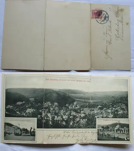 35136/3fach Black Ak Bad Harzburg Panorama du petit Burgberg 1902