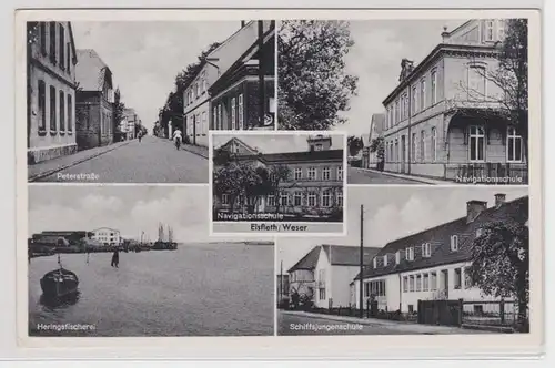 63929 Mehrbild AK Elsfleth/ Weser - Peterstraße, Navigationsschule, usw. 1955