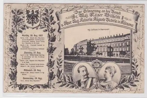 80567 Ak Hannover Besuch von Kaiser Wilhelm II & Auguste Victoria 1907
