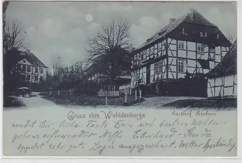 83436 Mondschein AK Gruss vom Wohldenberge - Gasthof Riechers 1898