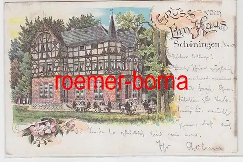 83741 Ak Lithografie Gruss vom Elm-Haus Schöningen 1903