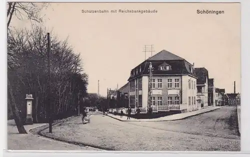 84374 Ak Schöningen Schützbahn avec Reichbankbäument 1916