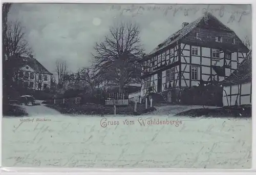 84694 Mondschein AK Gruss vom Wohldenberge - Gasthof Riechers 1899