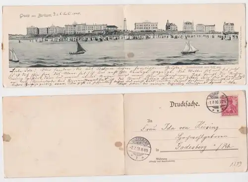 97423 2pattes Ak salutation de Borkum Strandan vue 1900