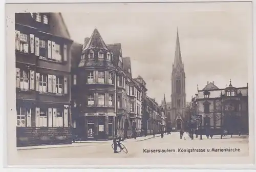 42979 Ak Kaiserslautern Königstrasse und Marienkirche 1927