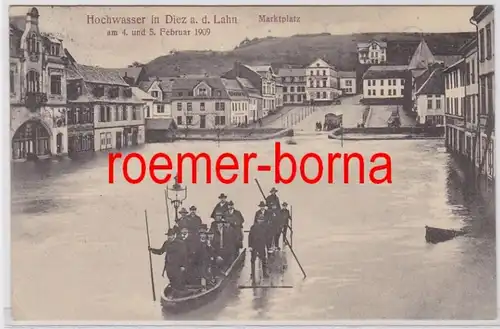 82743 Ak Hochwasser in Diez an der Lahn Marktplatz 4./5.02.1909