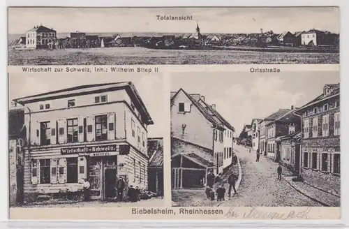 99701 Mehrbild Ak Biebelsheim Rheinhessen Wirtschaft zur Schweiz, Ortsstrasse