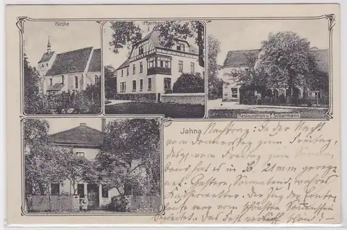 17565 Mehrbild Ak Jahna Restauration Schule Kirche usw. 1909