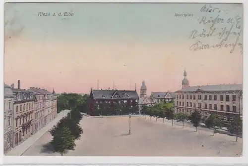 33054 Ak Riesa an der Elbe Albertplatz 1908