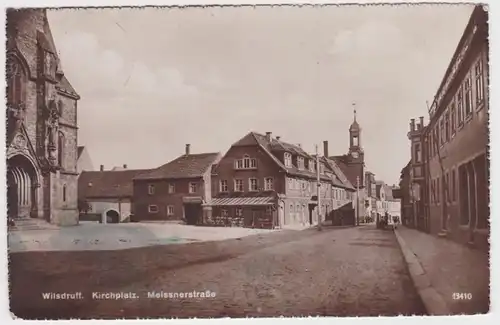 58396 Ak Wilsdruff Kirchplatz Meissnerstrasse 1929