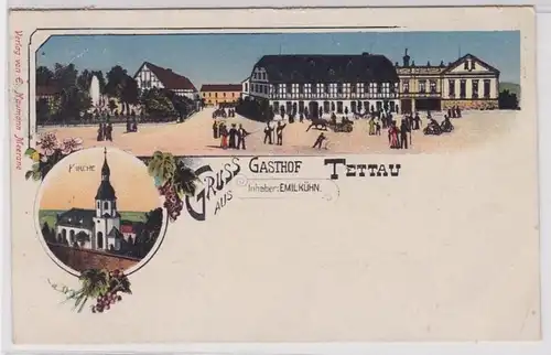 74654 Mehrbild Ak Gruss aus Gasthof Tettau Schönberg im Landkreis Zwickau 1921