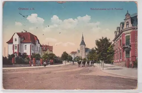 75985 Feldpost Ak Grimma in Sachsen Bahnhofstraße mit K.Postamt 1915