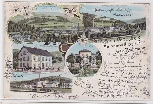 80846 Ak Lithographie Gruß vom Restaurant Spinnerei II Venusberg M.Bochmann 1907