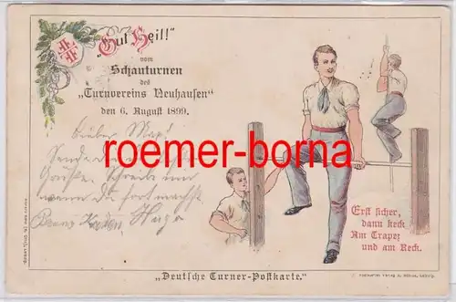 81469 Künstler Ak Werbung Schauturnen Turnverein Neuhausen 6.8.1899
