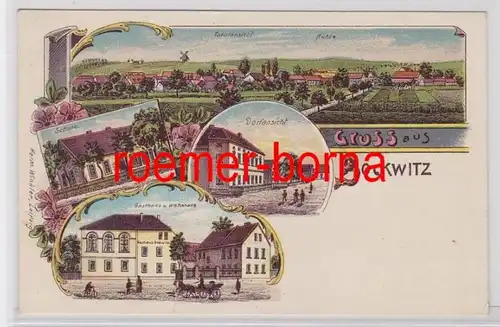 81473 Ak Lithografie Gruss aus Bockwitz Gasthaus u. Wohnhaus usw. um 1900