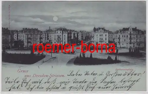 81999 Ak Gruss aus Dresden-Striesen Barbarossaplatz 1899