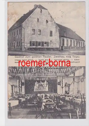 82454 Mehrbild Ak Zwethau Kreis Torgau Gasthof zum goldnen Reuter 1921
