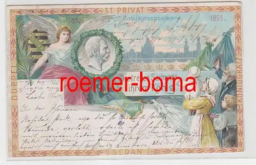 83049 Jubiläumspostkarte 'Die treuen Sachsen ihrem König' 1873-1898