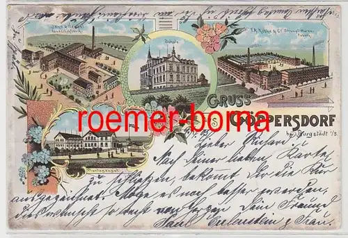 83155 Ak Lithographie Gruß aus Göppersdorf bei Burgstädt Fabrik usw. 1905