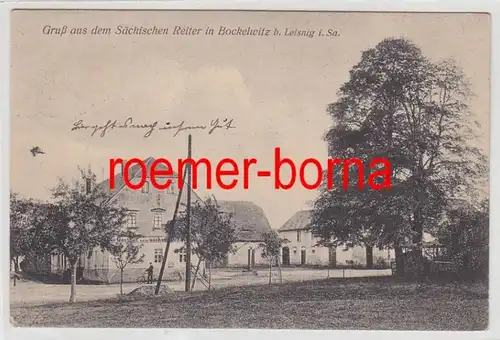 83366 Ak Gruß aus dem Sächsischen Reiter in Bockelwitz b. Leisnig i.Sa. 1918