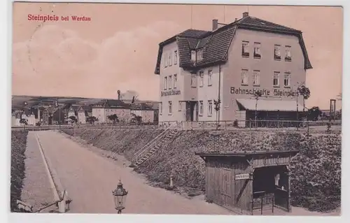 84185 Ak Steinpleis bei Werdau Bahnschänke 1916