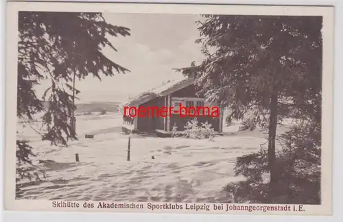 85550 Ak Skihütte des Akadem. Sportklubs Leipzig bei Johanngeorgenstadt um 1910